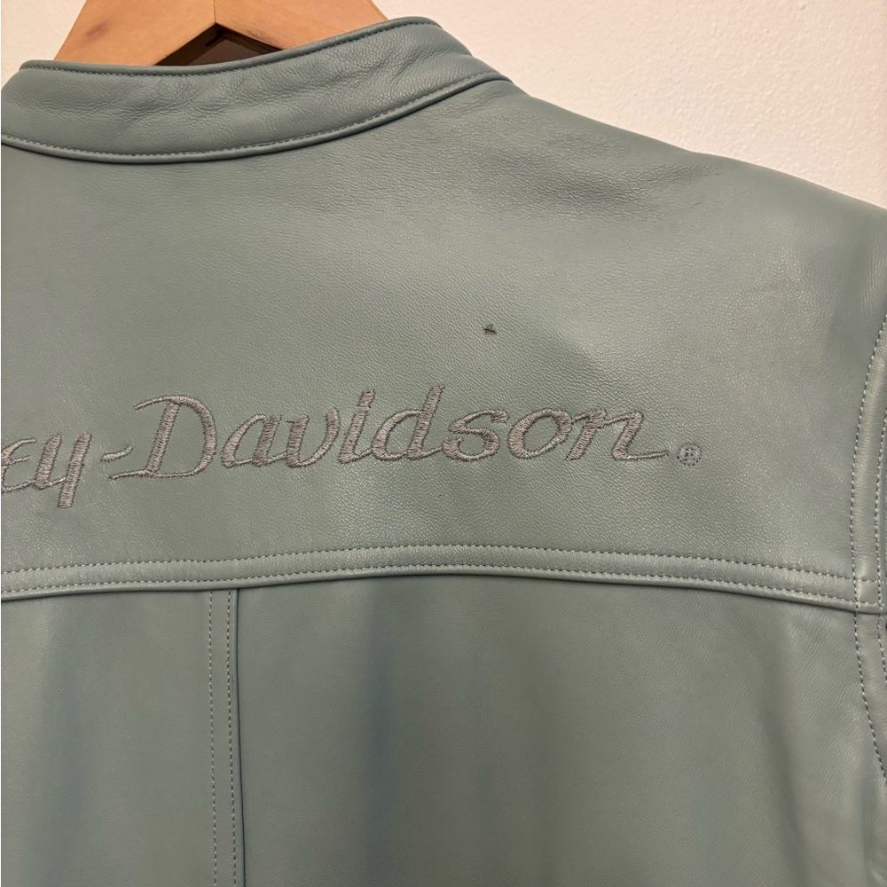 Harley Davidson Women's Leather Jacket - color Soft Aqua Blue Size M - Picture 5 of 8